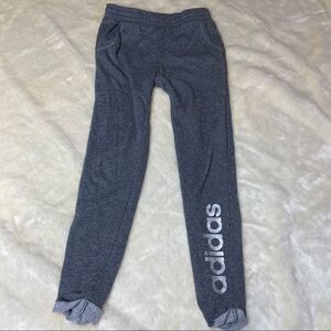 Adidas girls grey silver metallic joggers M 10 12